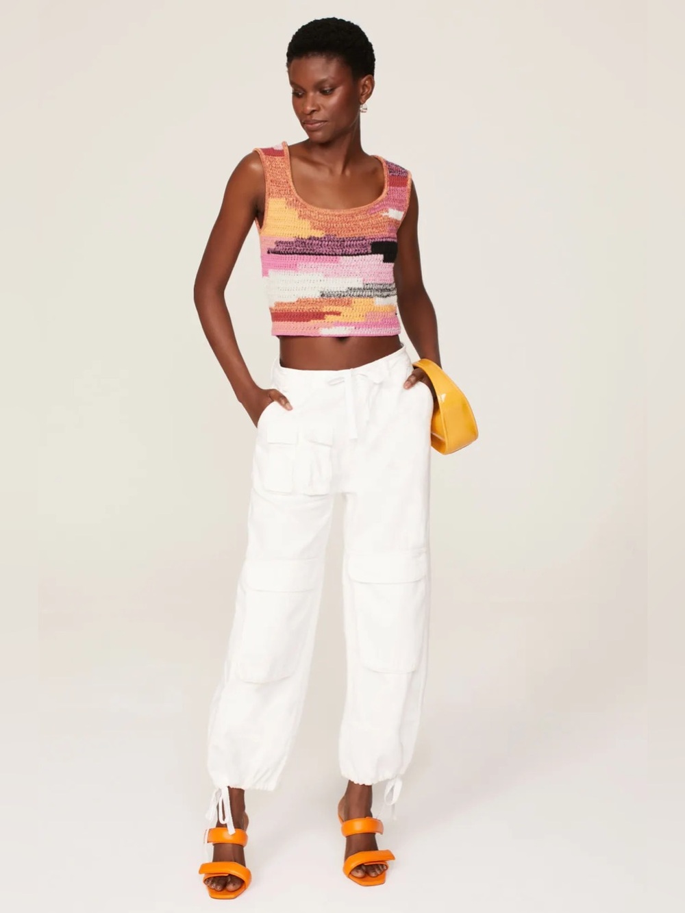ALC Brayden Crochet Scoop-Neck Cropped Tank XS
